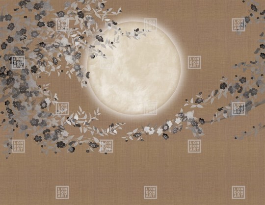 London Art KMN015 B Kimono Geta - mural z księżycem