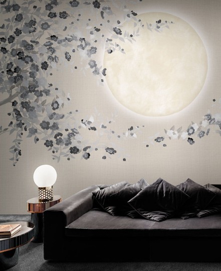 London Art KMN015 E Kimono Geta - mural z księżycem