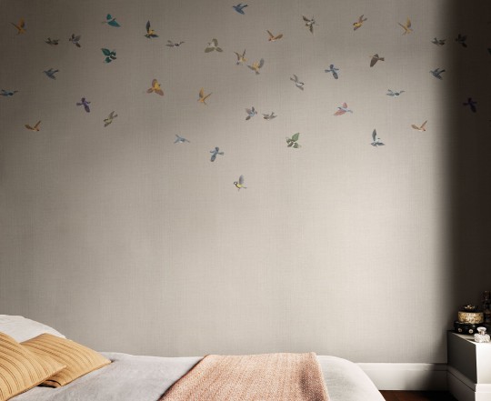 London Art KMN16 E Kimono Yuki - mural w ptaki