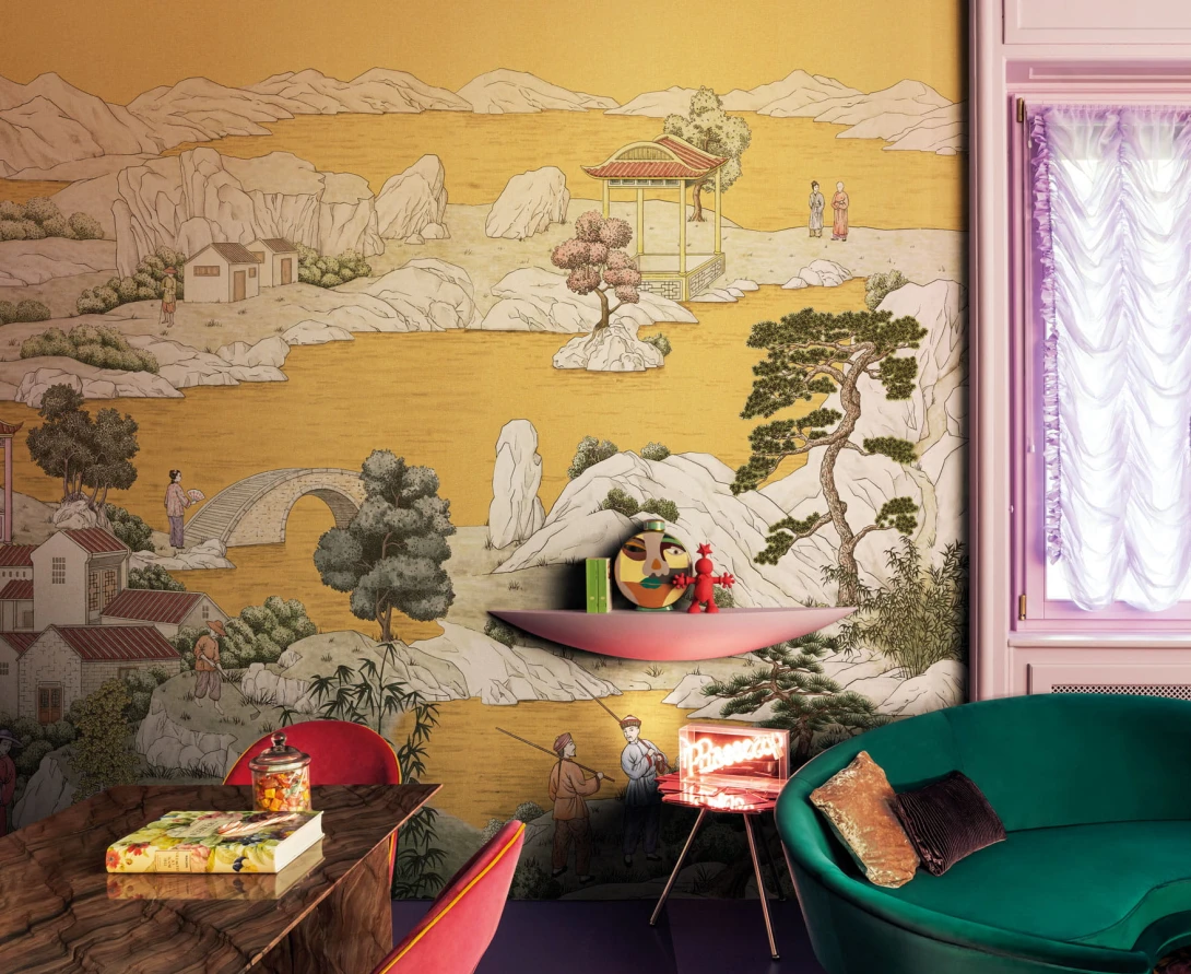 London Art KMN17 A Kimono Okobo - mural z japońską wioską