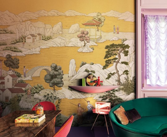 London Art KMN17 A Kimono Okobo - mural z japońską wioską