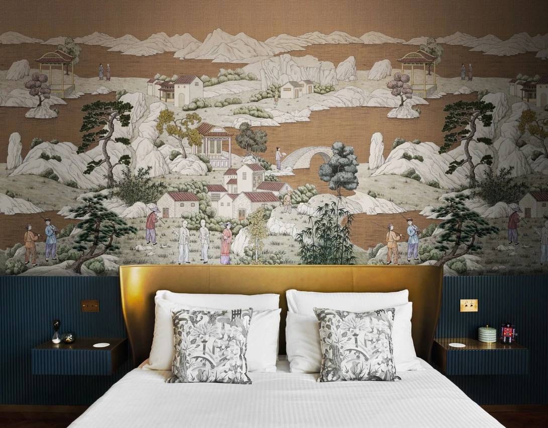 London Art KMN17 B Kimono Okobo - mural z japońską wioską