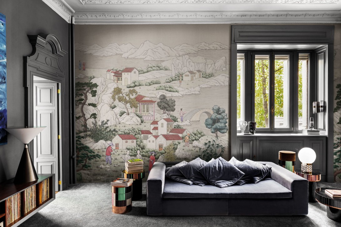London Art KMN17 E Kimono Okobo - mural z japońską wioską