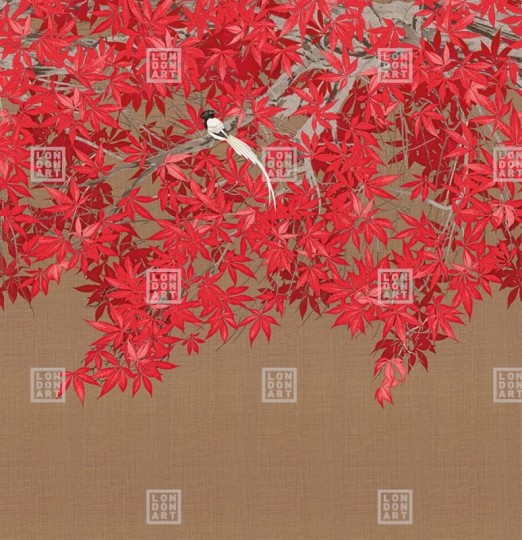 London Art KMN20 B Kimono Tsukesage - mural z klonem japońskim