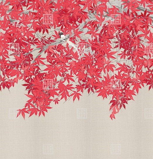 London Art KMN20 E Kimono Tsukesage - mural z klonem japońskim