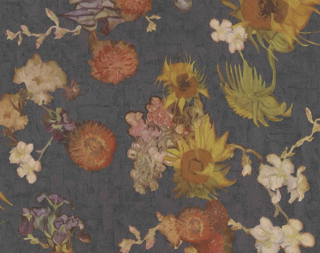 BN Walls 5028489 Van Gogh III - antracytowa tapeta w kwiaty