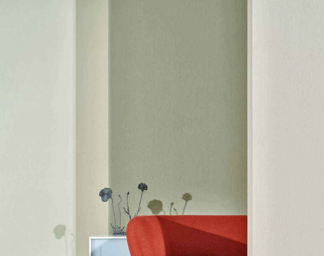 BN 221414 Monochrome Flax - zielona tapeta imitująca len