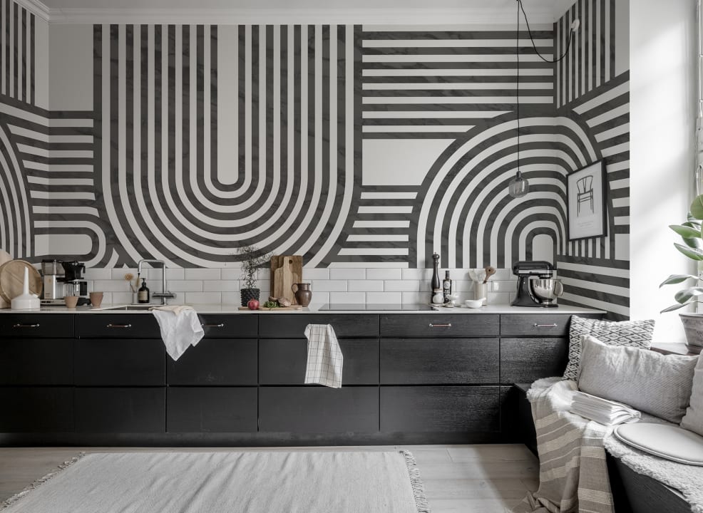 Rebel Walls R18624 Simplicity Twine Graphite - mural geometryczny