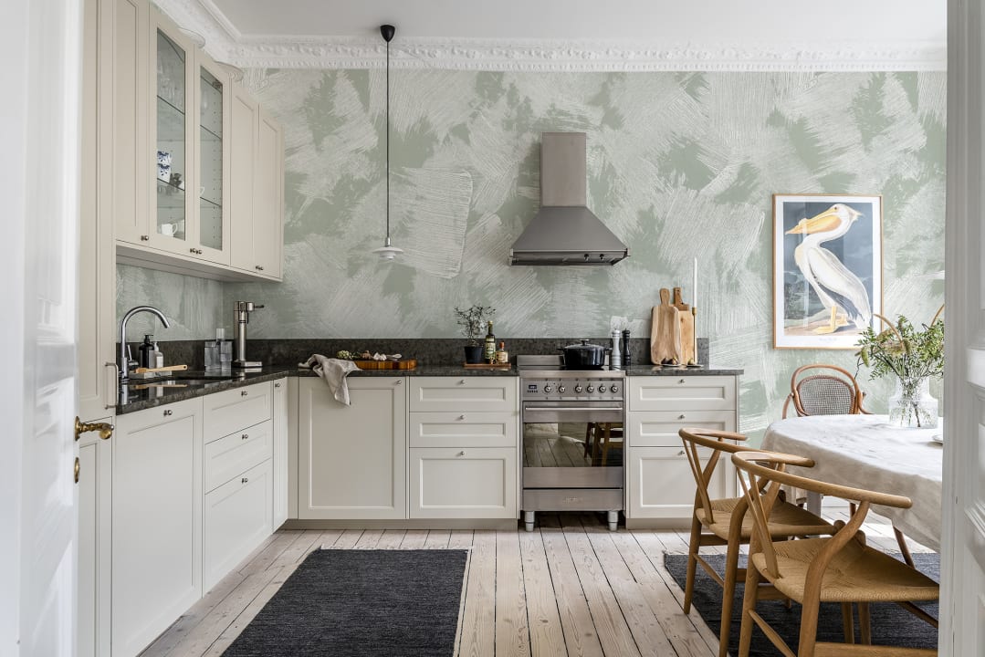 Rebel Walls R18632 Simplicity Brush Green - mural imitujący pociągnięcie pędzla