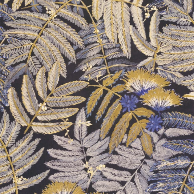 Casadeco 85892175 Botanica Albizia Jaune Curry - tapeta w liście