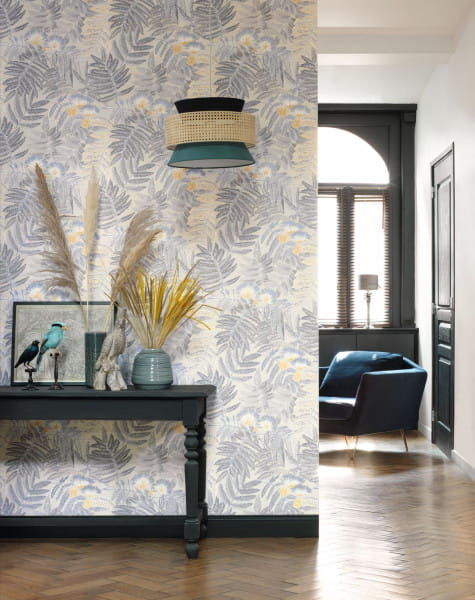 Casadeco 85891423 Botanica Albizia Beige Lin - tapeta w liście