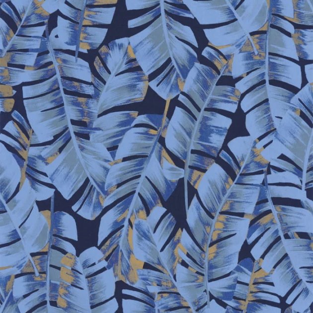 Casadeco 85946755 Botanica Folium Bleu Encre - tapeta w liście