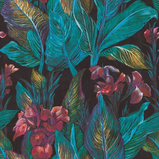 Casadeco 85957249 Botanica Panoramique Iris Vert - mural w kwiaty