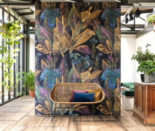 Casadeco 85952367 Botanica Panoramique Iris Jaune - mural w kwiaty