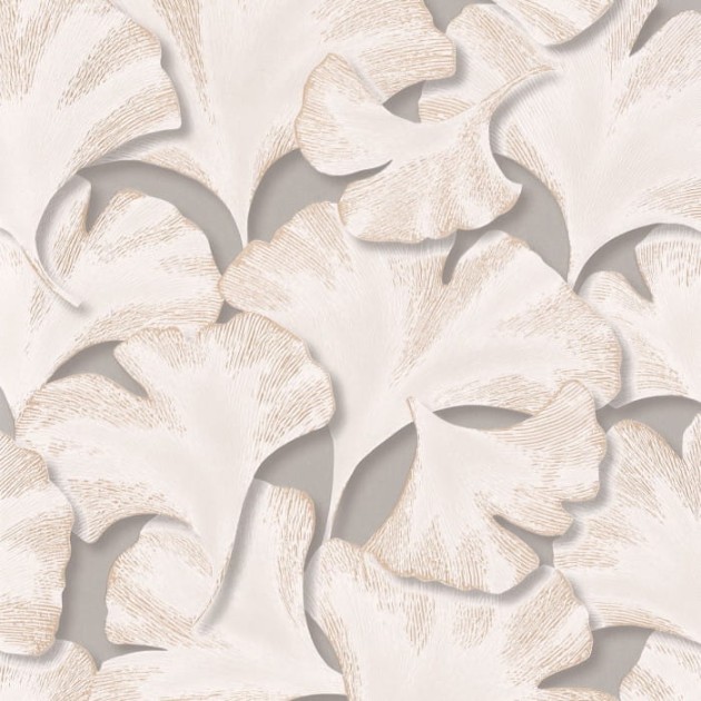 Casadeco 86241429 Ginkgo Biloba Taupe - tapeta w liście miłorzębu