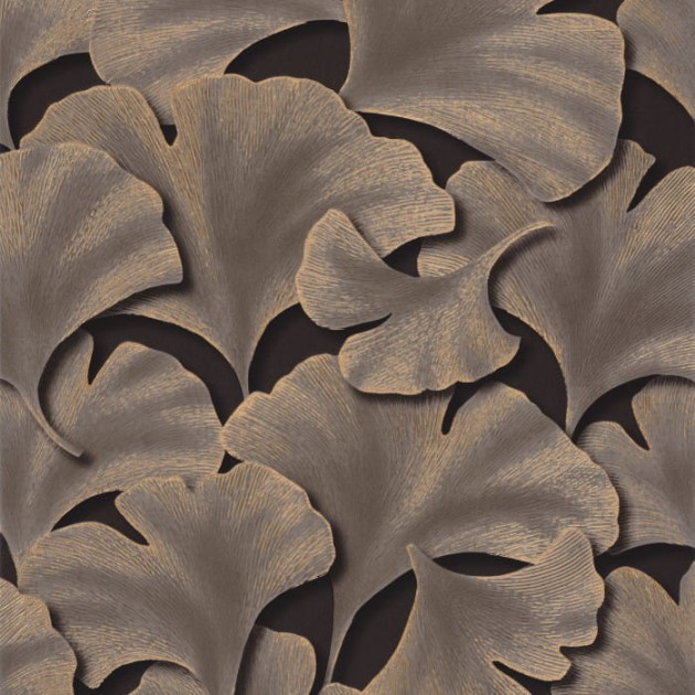 Casadeco 86249404 Ginkgo Biloba Npir Fusain - tapeta w liście miłorzębu