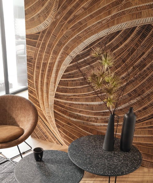 Casadeco 86261456 Ginkgo Vannerie Beige - mural geometryczny