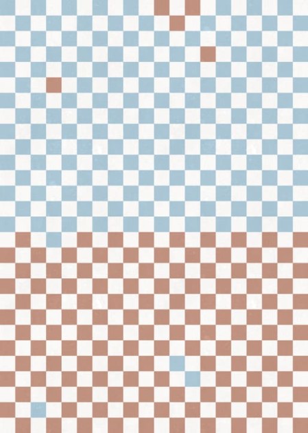 Rebel Walls R19413 More is More Pixals Orange&Blue - mural w szachownicę