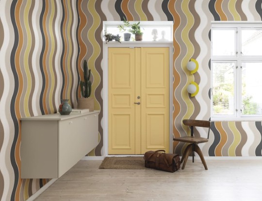 Rebel Walls R19421 More is More Seventies Waves Orange- mural w fale