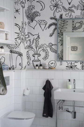 Rebel Walls R19459 More is More Doodle White - mural z rysunkami