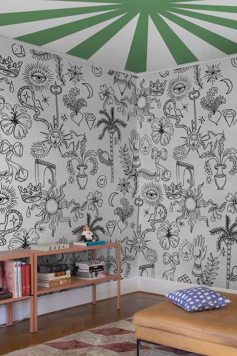 Rebel Walls R19459 More is More Doodle White - mural z rysunkami