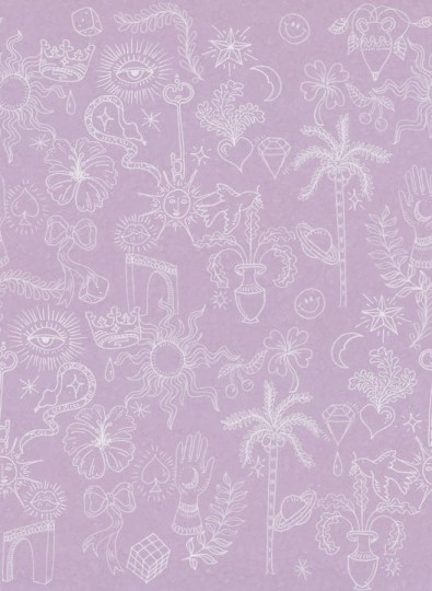 Rebel Walls R19461 More is More Doodle Lilac - mural z rysunkami