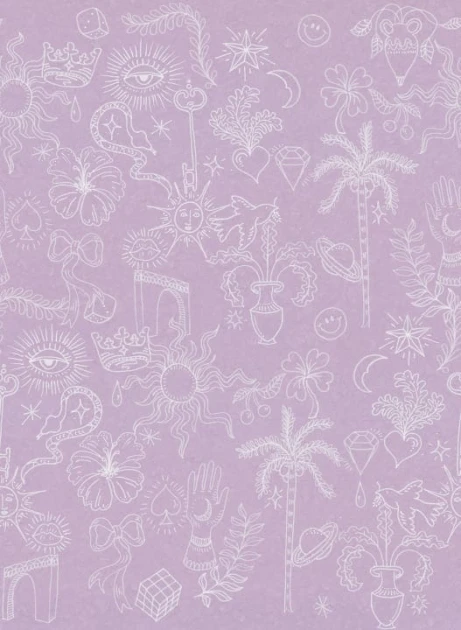 Rebel Walls R19461 More is More Doodle Lilac - mural z rysunkami