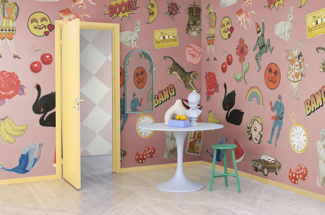 Rebel Walls R19466 More is More Patches Pink - mural w emotikony