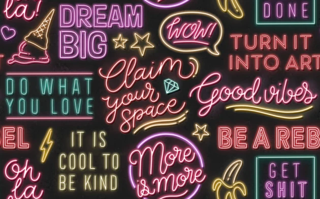 Rebel Walls R19472 More is More Neon Vibes Black - mural z neonami