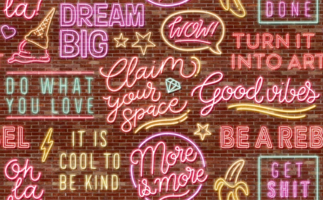 Rebel Walls R19473 More is More Neon Vibes Brickwall - mural z neonami