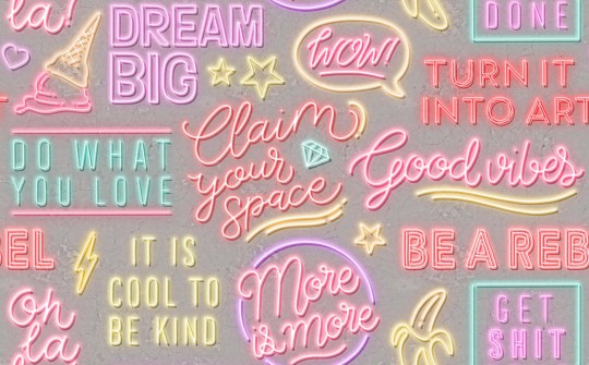 Rebel Walls R19474 More is More Neon Vibes Concrete - mural z neonami