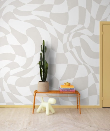 Rebel Walls R19476 More is More Psychedelic Chess Beige- mural abstrakcyjny