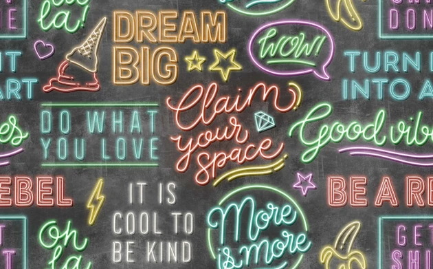 Rebel Walls R19568 More is More Neon Vibes Graphite - mural z neonami