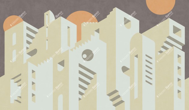 Inkiostro Bianco INKLTLN2301 Flow Metropolis - mural z motywem łuków i schodów