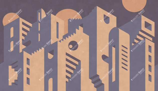 Inkiostro Bianco INKLTLN2303 Flow Metropolis - mural z motywem łuków i schodów