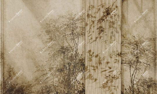 Inkiostro Bianco INKRCAI2301 Flow Dahlia - mural z motywem lasu i postarzanej ściany