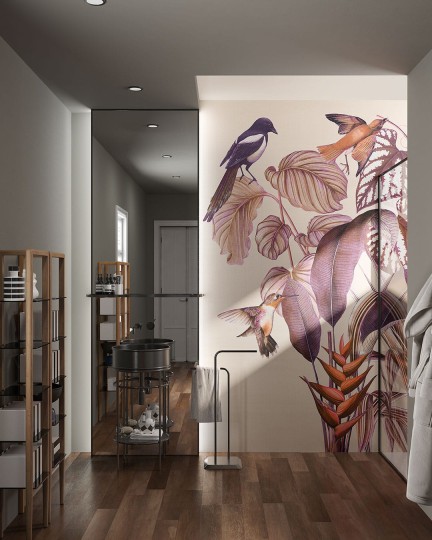 Inkiostro Bianco INKOCEG2301 Flow Soulmate - mural z motywem liści i ptaków