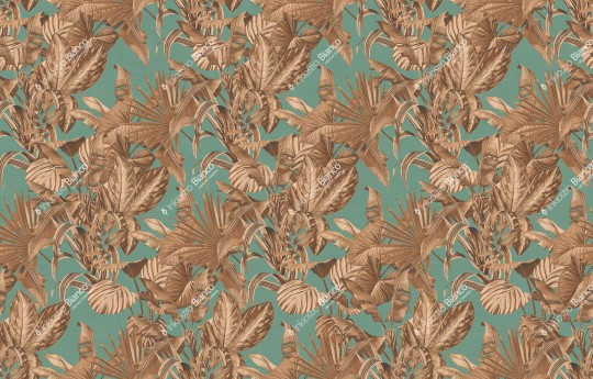 Inkiostro Bianco INKOTRO2301 Flow Volver - mural z motywem liści na jednolitym tle