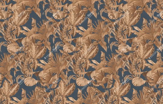 Inkiostro Bianco INKOTRO2302 Flow Volver - mural z motywem liści na jednolitym tle