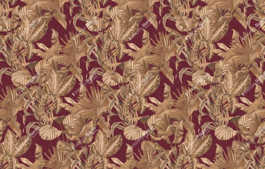 Inkiostro Bianco INKOTRO2303 Flow Volver - mural z motywem liści na jednolitym tle