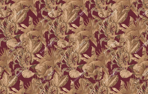 Inkiostro Bianco INKOTRO2303 Flow Volver - mural z motywem liści na jednolitym tle