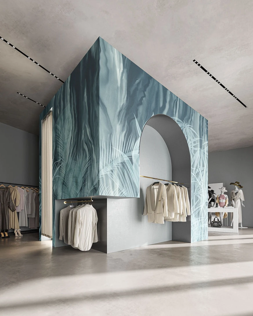 Inkiostro Bianco INKAAIS2302 Flow Aurea - mural z motywem liści palm