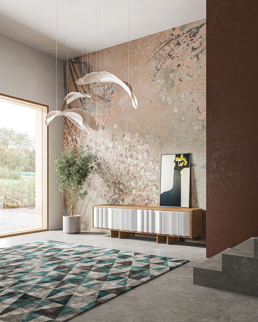 Inkiostro Bianco INKRCSK2301 Flow Sprinkle - mural z motywem kwiatów na surowym tle