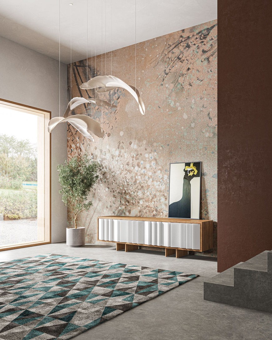 Inkiostro Bianco INKRCSK2302 Flow Sprinkle - mural z motywem kwiatów na surowym tle