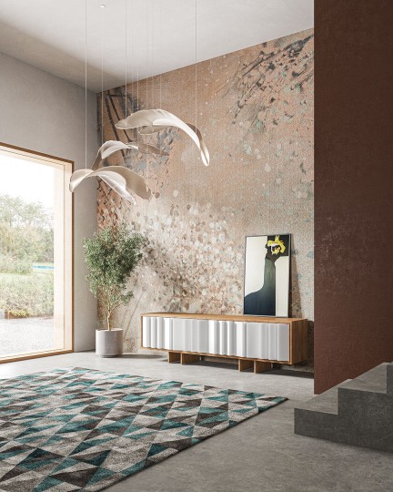 Inkiostro Bianco INKRCSK2303 Flow Sprinkle - mural z motywem kwiatów na surowym tle