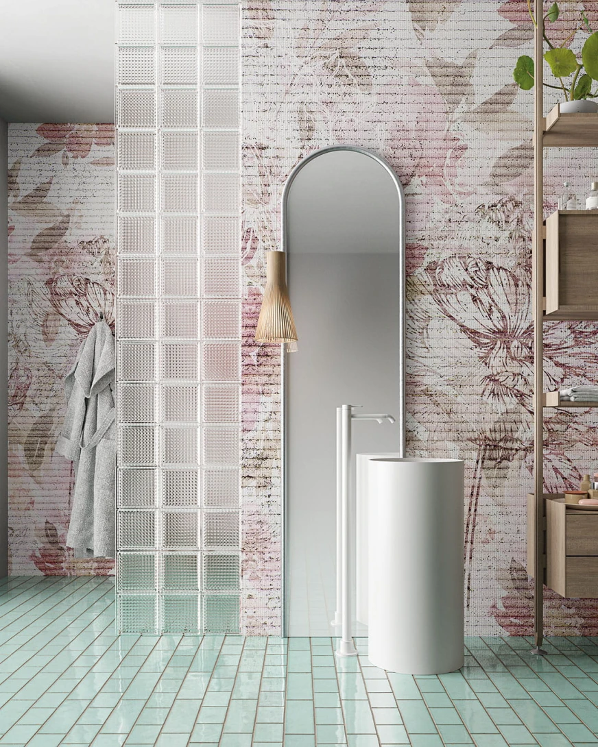 Inkiostro Bianco INKAONB2301 Flow Romantik - mural z motywem kwiatów tle z poziomych pasów