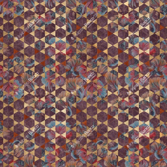 Inkiostro Bianco INKNVNL2301 Flow Lavish - mural z motywem ryb i heksagonów