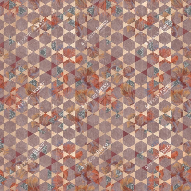 Inkiostro Bianco INKNVNL2302 Flow Lavish - mural z motywem ryb i heksagonów