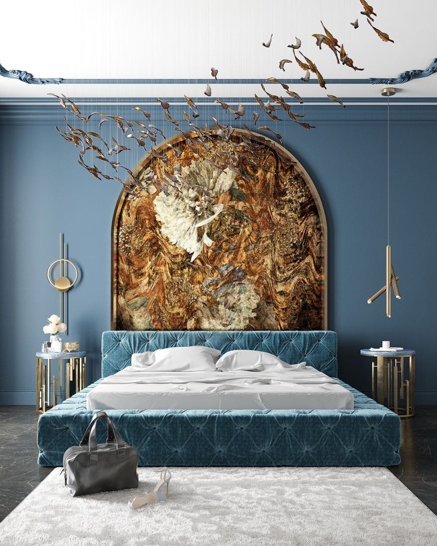 Inkiostro Bianco INKLOUO2301 Goldenwall 2023 Silkywaves - mural z motywem kwiatów