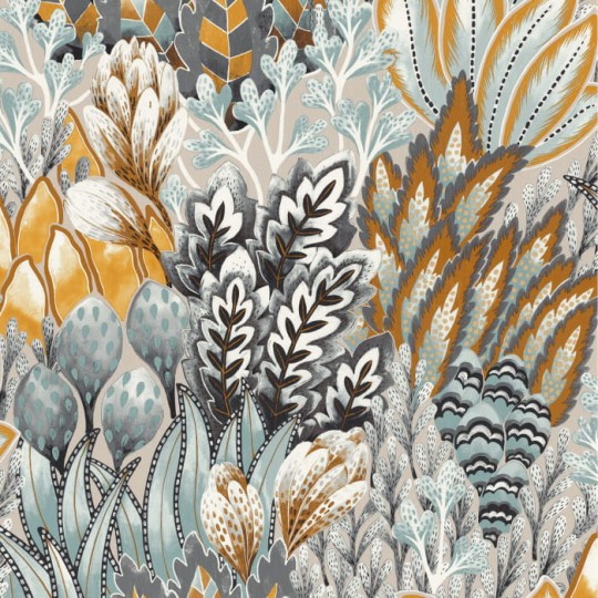 Casamance 75162500 Karabane Avicennia Gris Celadon - tapeta botaniczna